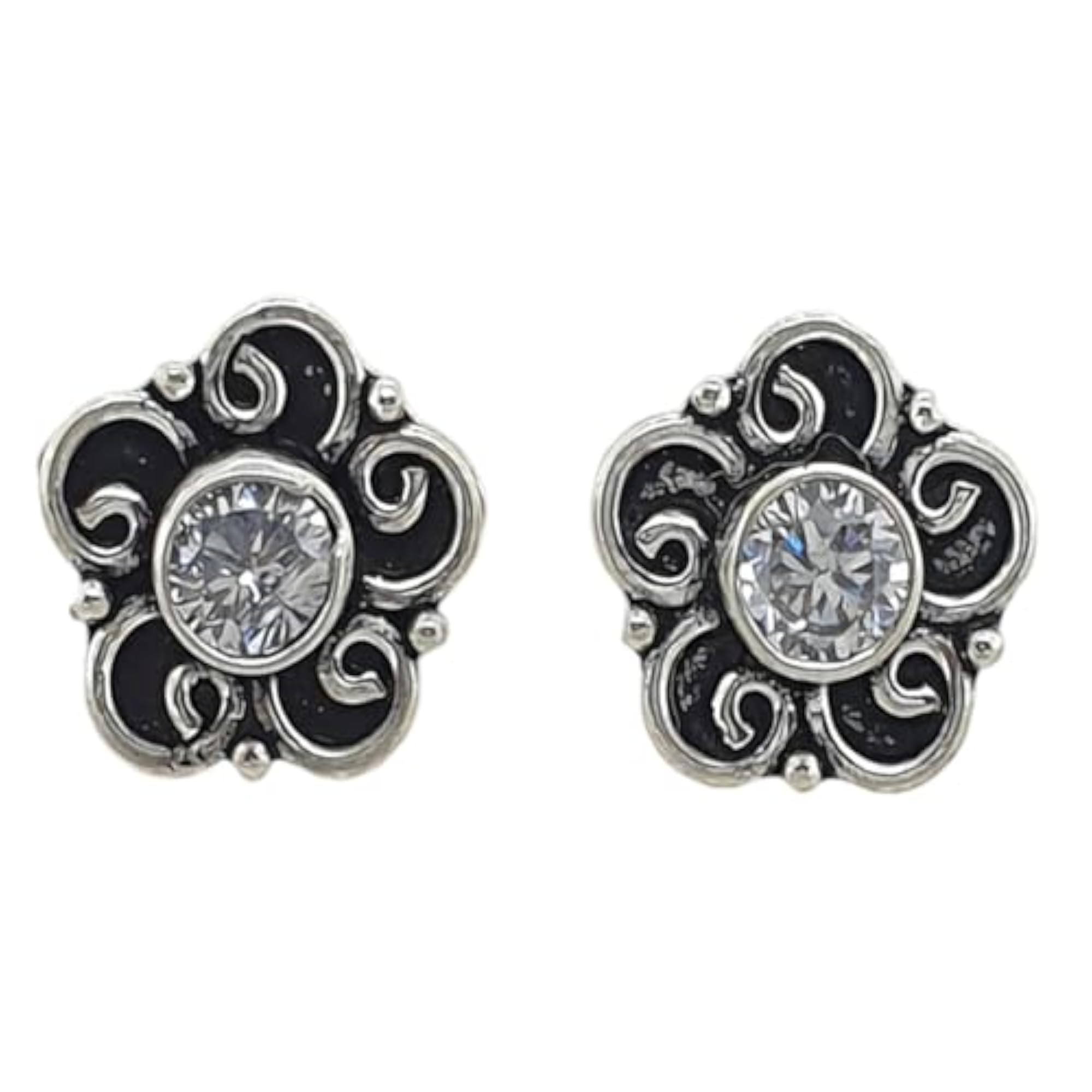 Women's 925 Sterling Silver Round Zircon Designer Stud Earrings