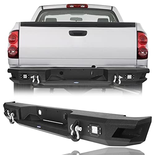 Hooke Road 02-08 Ram 1500 Rear Bumper w/D-Rings Compatible with Dodge Ram 1500 2002 2003 2004 2005 2006 2007 2008