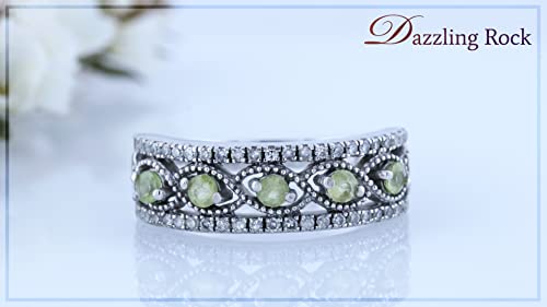 Dazzlingrock Collection Round Gemstone & White Diamond Ladies Anniversary Wedding Band | 925 Sterling Silver3