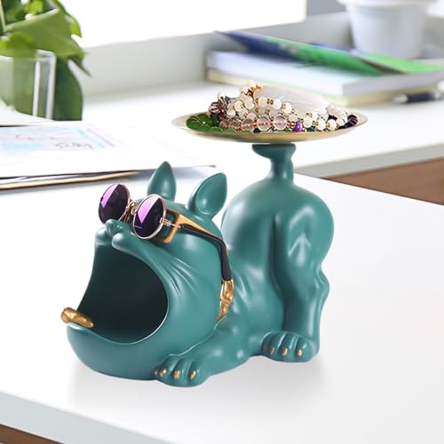 Plato para joyas de bulldog y caja decorativa para mesas de salón 4