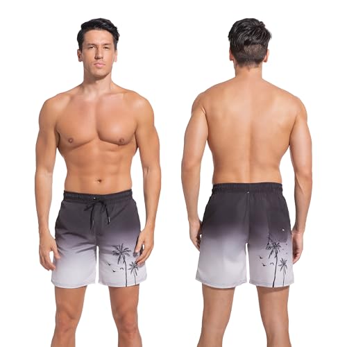 Men's Swim Trunks with Compresssion Liner 7" Swimwear Board Shorts 2-in-1 Bathing Suit with Zipper Pockets2