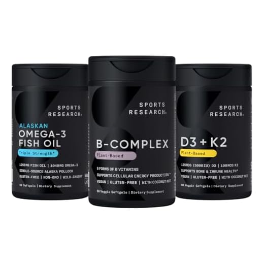 Sports Research® Bundle: B-Complex with Omega-3 Fish Oil & Vitamin D3 + K2