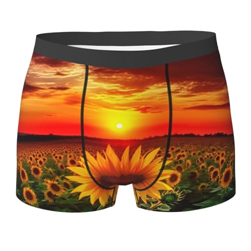 Men's Comfort Underwear, Sunset Sunflower Boxer Briefs for Men - Tagless Moisture Wicking Stretch Trunks