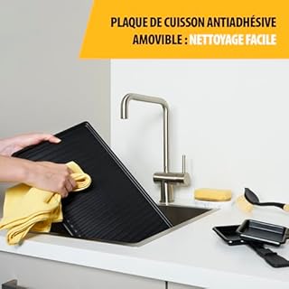 Tristar Raclette, Pour 8 Personnes, Surface de Cuisson 42 x 23 cm, Thermostat Réglable avec Anneau Lumineux, 1400 W, Noir, RA-2746