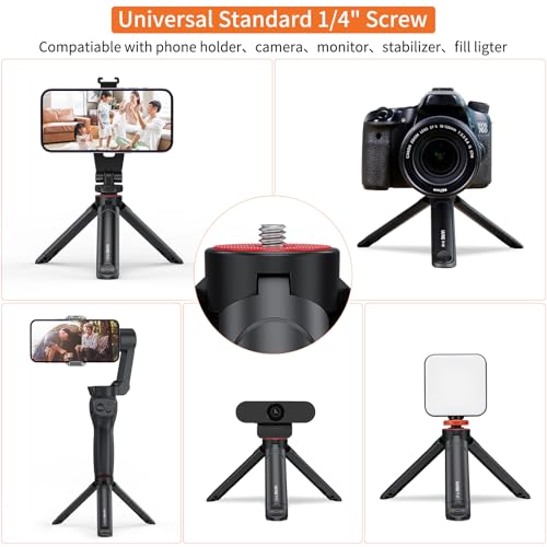 Image of UURIG Extendable Mini Camera Tripod, Portable Selfie Stick Handle Grip Desktop Webcam Tripod with 1 /4 inch Screw for DSLR Camera Webcam Phone Holder Selfie Stick Vlog Tripod