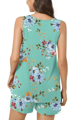 Image of POPYOUNG Pajama Set for Women Summer 2 Piece Lounge Shorts Sets Sleepwear