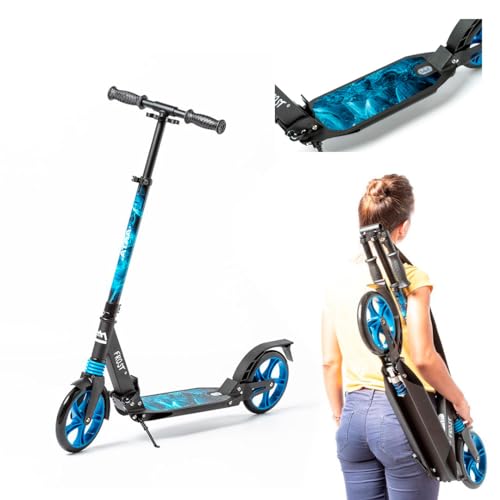 Patinete ATAA Serie Pro **Frost**Patinete Plegable y Ajustable en Altura con Grandes Ruedas de 20 cm, Correa de Transporte y suspensiones traseras y Delanteras