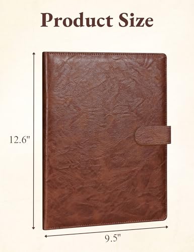 Image of Mymazn Padfolio Portfolio Folder, Faux Leather Interview Resume Folder with Document Organizer & Business Card Holder, Letter-Sized Notepad Legal Pad Holder for Men Women (Brown)