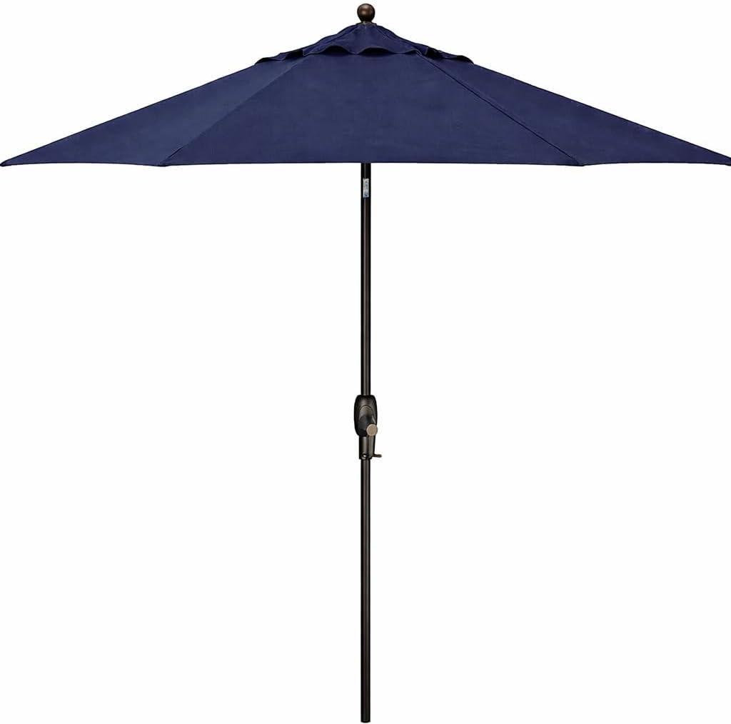 Treasure Garden 9-Foot Patio Umbrella - Outdoor Furniture Market Umbrella – Auto Tilt – Black Aluminum Frame (Obravia, Aqua)