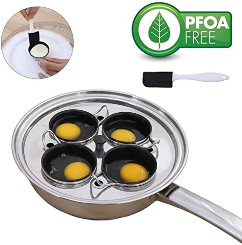 4 xícaras de panela para ovos pochê – Panela de aço inoxidável – Conjunto de panelas de ovo pochê de