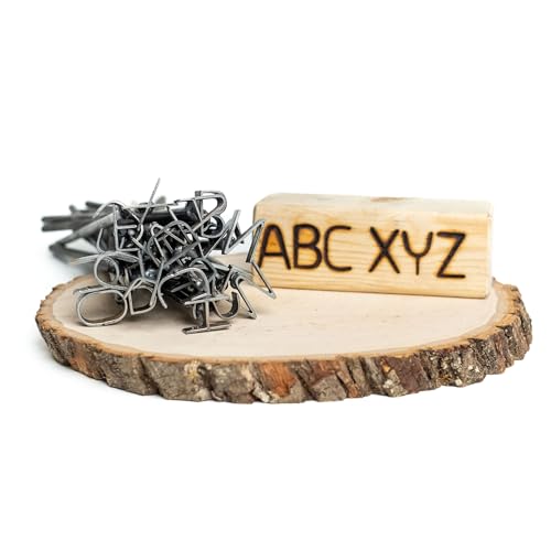 3/4" Alphabet Mini Steel Branding Irons Kit for Hats, Wood Burning, DIY Beginner Adult Crafts Bullet Points - Made in THE USA (Soft Font)