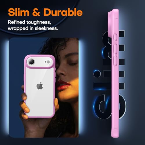 Image of TAURI for iPhone Air Case, with Screen Protector, Pink | Full Camera Protection, Anti-Yellowing Military-Grade Protection Shockproof Slim Phone Case for iPhone 17 Air