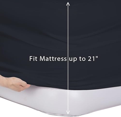 Miniatura 4 de Bedecor Sábanas de cama de aire para funda de colchón, cama extraíble y banda elástica, súper suaves, transpirables y profundas de hasta 21