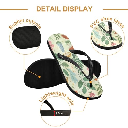 Burbuja Leafes Flowers Mushrooms Flip Flops for Women Men, Soft Thong Sandals Rubber Slippers for Pool Beach Essentials3