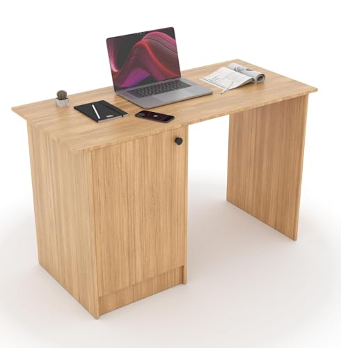 Image of 55 * 120 * 75 CM Engineered Wood Office Desk with Closed Cabinet & Storage Shelves for Storing Books, Stationery | Tabloft Executive Table for Office | 1 Year Warranty- Urban Teak