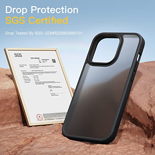 Jetech Matte Case For Iphone 13 Pro Max 6.7-Inch, Shockproof Military Grade Drop Protection, Frosted Translucent Back Phone Cover, Anti-Fingerprint (Black) #TOP3
