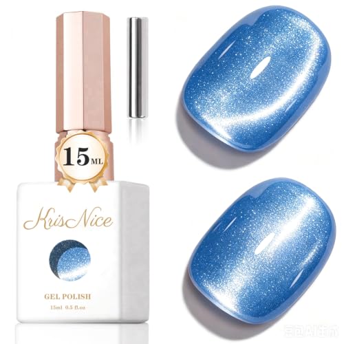 KRISNICE UV Nagellack Cat Eye 15 ML, Gellack mit Magnet, Cat Eye Uv Gel, Glitter Gelnagellack Soak Off Reflective Gel Magnetic Nail Polish für Frauen und Mädchen