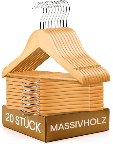 Praknu Kinderkleiderbügel FSC® Holz 20er Set - Robustes Natur Buchenholz...