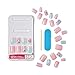 KISS Gel Fantasy Allure Press On Nails, Ready to Wear, 3D Design, Waterproof, Pink Gel Nail Glue 0.07 Oz. (2g), Manicure Stick & Mini File, 28 Count