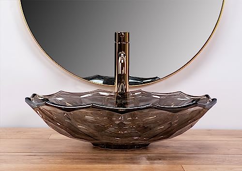 Rea Aufsatzwaschbecken ARCTIC BLACK Waschtisch Handwaschbecken Waschschale Waschbecken für Badezimmer aus Glas 450 x 450 x 125 mm (transparent)