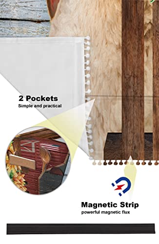 Coffee Table Cloth Dustproof Cover With Pockets Farmhouse Sunflower Sheep Tablecloth Bedside Table Micro-Wave Oven Protector Rustic Style Farm Barn Animal Floral Tablecover Machine Dustcover 13" X 36" #TOP5