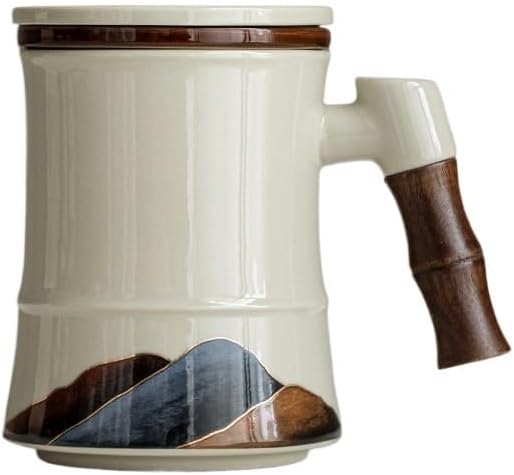 GSOUL Kungfu Tea cup Grasswood Ash Ceramic Tea Separation Mug Office Household Filter With Lid Small Tea Cups