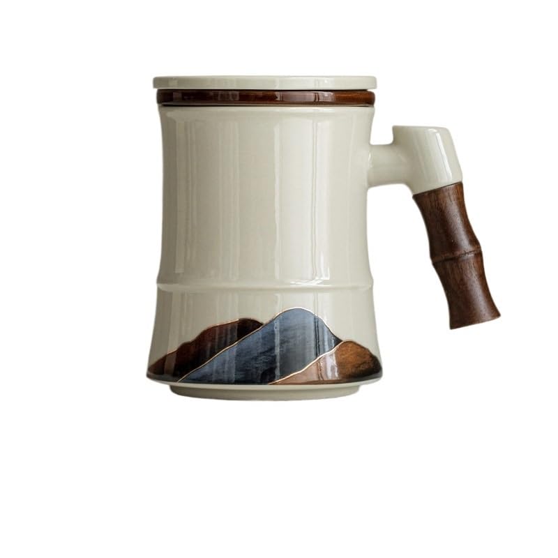 Tasse à thé Tasse à thé en céramique Grasswood Ash avec filtre et couvercle Récipient de trempage