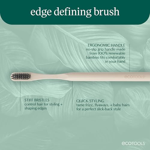 Image of EcoTools Edge Defining Hairbrush, For Precision Styling, Tame Edges, Baby Hair, & Frizz, Dense Synthetic Bristles, Small Brush Head To Style Hairline, Renewable Bamboo, Cruelty-Free, 1 Count