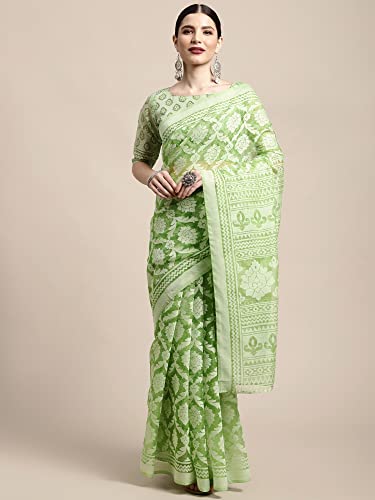Image of AKHILAM Women's Printed Brasso Printed Saree With Unstitched Blouse Piece (RR0MSKR01E Parent)