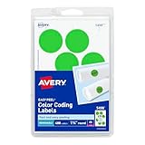 Avery 5498 Removable Print or Write Color Coding Labels for Laser Printers, 1-1/4
