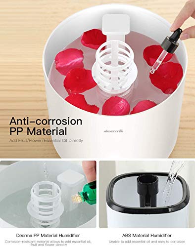 Image of Deerma F301 Ultrasonic Air Humidifier Manual Essential Oil Aroma Diffuser Mist Maker with 360 Degree Rotatory Nozzle & Whisper Quiet Operation (2.5l), White