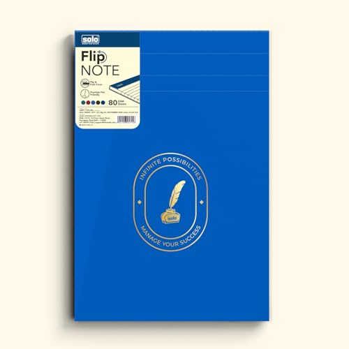 Image of SOLO Flip Note Notepad - Velvet Finish Cover, 80 Sheets Premium Smooth Paper, Soft Touch Journal, Elegant Colors, Ideal for Work, Study & Creative Use (Blue, FNO55)