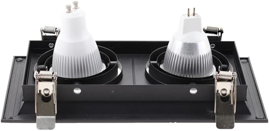 Square Double Ring Led Ceiling Downlights Recessed Adjustable GU10 MR16 Bulb Socket Base Spot Lamps Holder Frame Bracket Fitting(GU10,Three Ring Black)