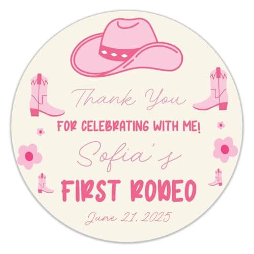 Amazon.com: First Rodeo Birthday Stickers – 40 ct. Waterproof Cowboy ...