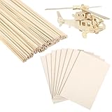 Machify Crafts - Palitos de madera cuadrados de 1/4 y 1/8, hojas de paulownia sin terminar, tiras de madera precortadas finas para proyectos de bricolaje, varillas de madera de 160 piezas, juego de