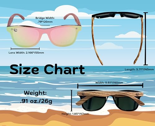 1504 Wood Sunglasses with Polarized Mirrored Lenses for Women and Men with UVA/UVB Ray Protection3