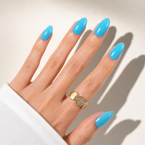 SXC Cosmetics Press On Nails | X1 Series Short Almond (062 Aqua Pop)