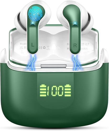 Rinsmola Wireless Earbuds, Bluetooth 5.3 Ear Buds 2025 New Wireless Headphones with 4 ENC Mics/Noise Cancelling in Ear Headphones, Deep Bass Stereo Earphones 40H Playtime, IP7 Waterproof/USB-C Headset