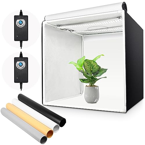 Yorbay Fotostudio Set 60 x 60 x 60cm CRI 95+ LED-Fotobox Lichtbox Lichtwürfel Profi Fotografie Lichtzelt inkl. 4 PVC-Hintergrundfolien (schwarz, rein...