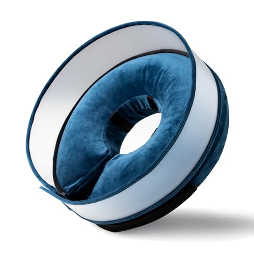 Image of Inflatable Dog Cone, Soft Dog Cone Collar After Surgery for Alternative with Enhanced Anti-Licking Guard Shield Adjustable Detachable Cone Collar, Elizabethan Collar (S, Blue)