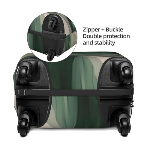 Swirling Mass Of Dark Green Light Gray Elastic Travel Luggage Covers Dustproof Scratch-Resistant Suitcase Protector Fit 22-24 Inch2
