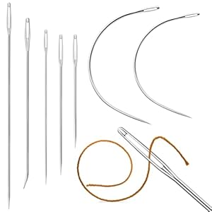 Heavy Duty Hand Sewing Needles Set – 7pcs Straight and Curved Hand Sewing Needles Leather Sewing Needles Leather Hand Sewing Needle for Upholstery, Leather, Carpet, Canvas Repair and Sail