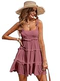 Narecte Robe d'été pour femme - Robe bohème fluide à bretelles spaghetti - Pour invités de mariage - Plage, Rose poudré, Taille XL