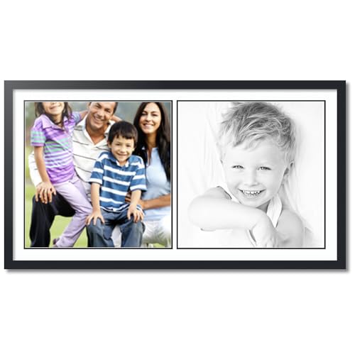 ArtToFrames Collage Photo Frame Double Mat with 2-20x20 Openings with Satin Black Frame and Super White mat.