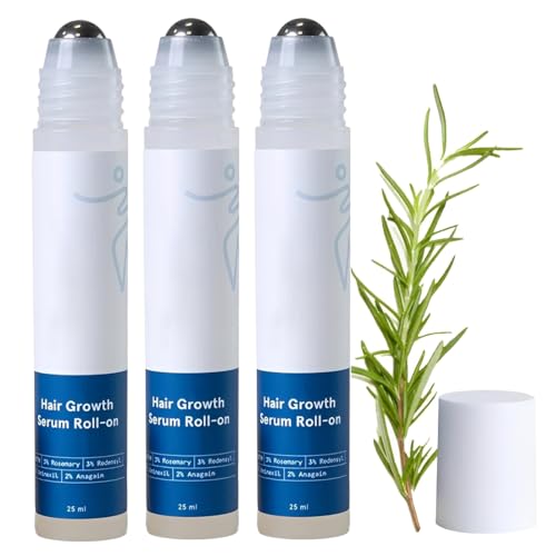 3 stuks Advanced Hair Growth Serum Roll On, rozemarijn haargroeiserum, roll-on, vermindert haaruitval voor vrouwen en mannen, bevordert de gezondheid van de hoofdhuid en een diepe verzorging