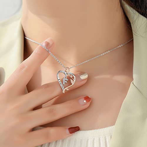 Purelove Valentines Day Gifts Rose Heart Pendant Initial Necklaces For Women Girls Mother Daughter Girlfriend Valentine's Day Anniversary Mother's Day Christmas Birthday Jewelry Gift For Her N #TOP17