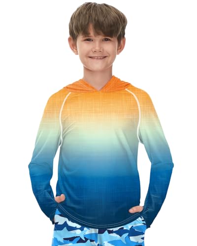 Rashguard à capuche manches longues garçon anti-irritation maillot bleu 8 ans