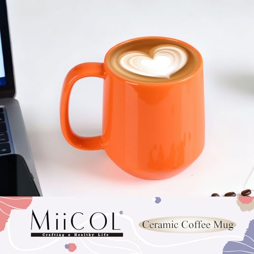 Miicol Keramik-Kaffeebecher, 16 oz großer Kaffeebecher, Teebecher mit Griff, Flachboden-Becher für Damen und Herren, Büro… – Ansicht 2