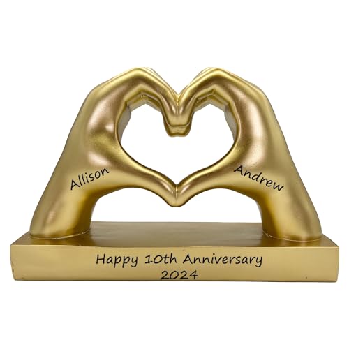 Gold Heart Shape Hand Statue Personalized for Girlfriend, Wife, Valentine's Day Gifts for Women, Couples, Decorations, Trendy Room Decor, Custom with Names, Wedding Anniversary, Birthday - Image 3