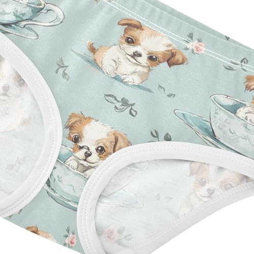 ZZKKO Teacup Puppy Dog Girls Underwear Toddler Panties for Girls Comfort Brief Size 2T-8Y3